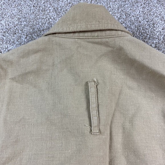 Vtg 90s Leslie Fay Safari Utility Jacket S Beige Tan Linen Blend Cinch Waist - Picture 9 of 9